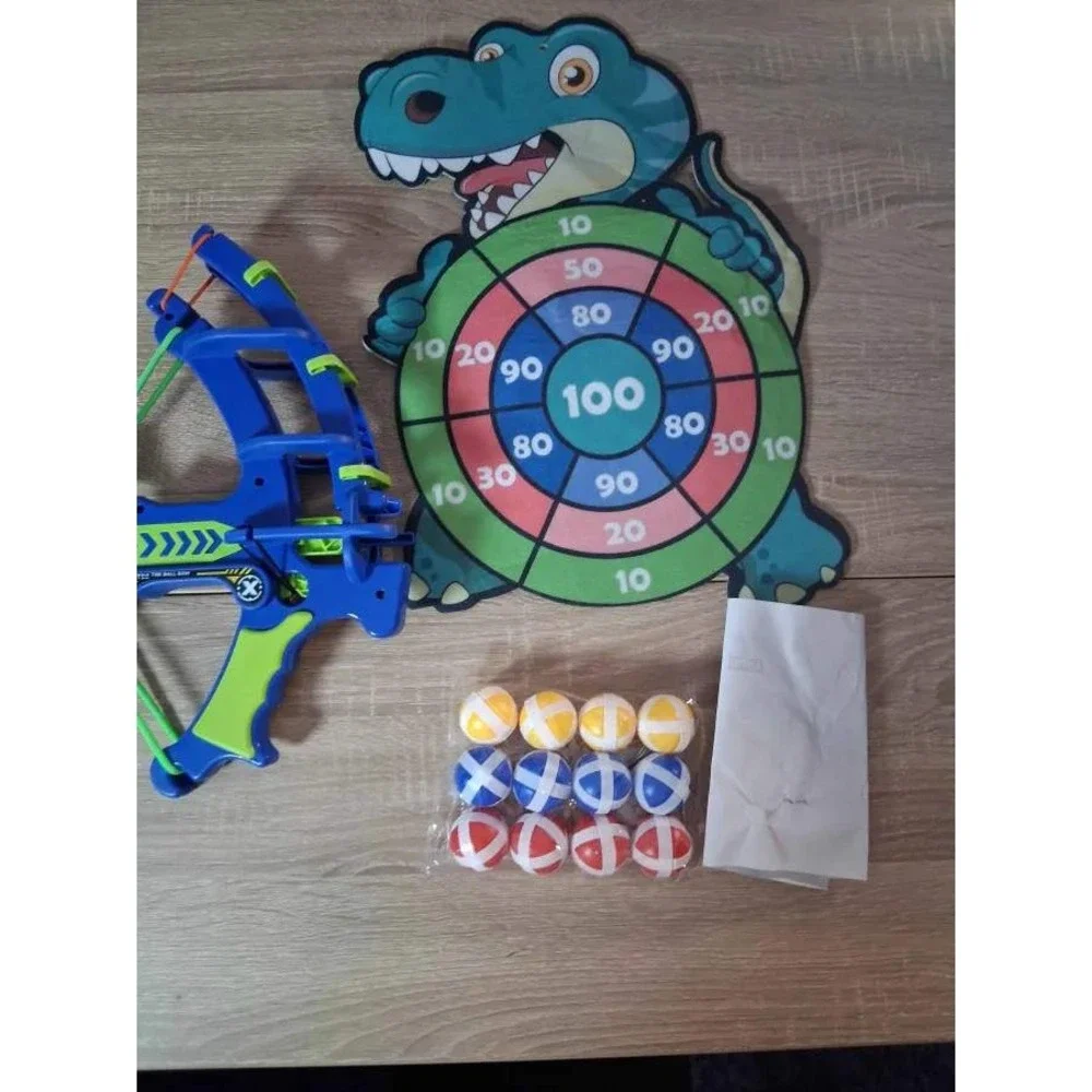 Dinosaur Sticky Ball Bow and Arrow Dart Board Game Set Kids Indoor Outdoor Toy